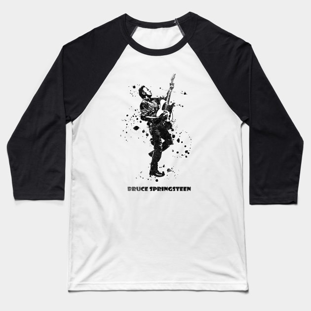 Bruce Springsteen The Boss Watercolor Splatter 06bw Baseball T-Shirt by SPJE Illustration Photography